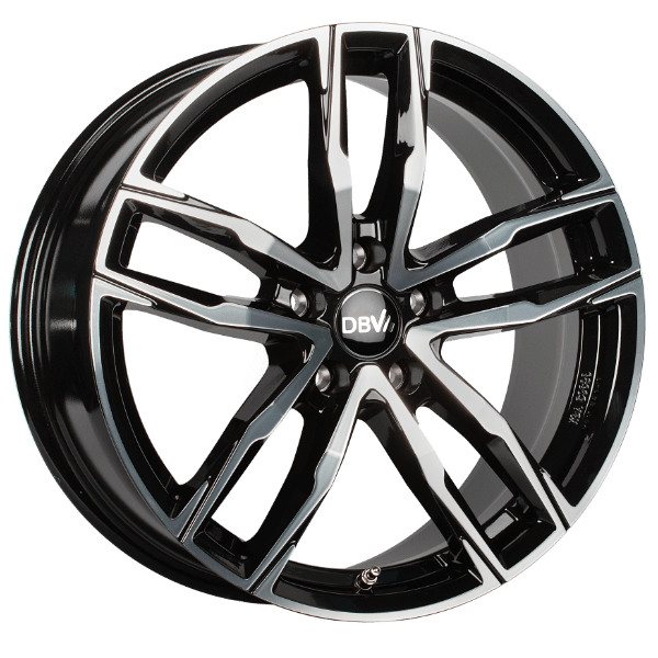 DBV Alufelge Vienna II schwarz glänzend, front poliert 8x18 ET48 5x108 Nabe 70.1 KBA 53628